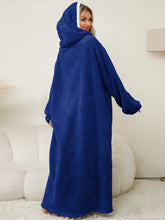 Load image into Gallery viewer, Pocketed Contrast Long Sleeve Hooded Lounge Dress