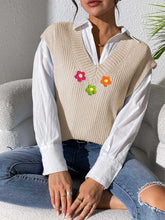 Load image into Gallery viewer, Flower V-Neck Sweater Vest