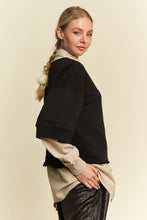 Load image into Gallery viewer, Davi &amp; Dani Faux Layered French Terry Contrast Top