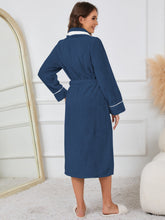 Load image into Gallery viewer, Contrast Trim Tie Waist Lounge Nightgown with Pockets