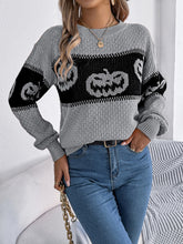 Load image into Gallery viewer, Pumpkin Round Neck Long Sleeve Sweater