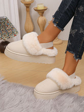 Load image into Gallery viewer, Faux Fur Round Toe Platform Slippers