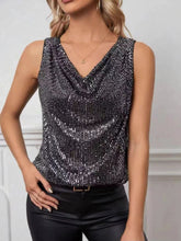 Load image into Gallery viewer, Sequin Cowl Neck Tank