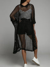 Load image into Gallery viewer, Openwork Open Front Three-Quarter Sleeve Cover Up