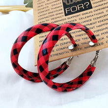 Load image into Gallery viewer, Plaid PU Leather Hoop Earrings