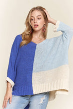 Load image into Gallery viewer, ADORA Side Slit Color Block Long Sleeve Sweater