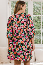 Load image into Gallery viewer, ODDI Full Size Floral Puff Sleeve Mini Dress