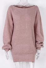 Load image into Gallery viewer, Boat Neck Long Sleeve Mini Sweater Dress