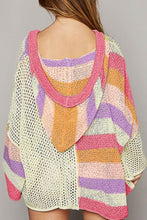 Load image into Gallery viewer, Openwork Color Block Hooded Sweater