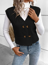 Load image into Gallery viewer, Full Size Button Up V-Neck Sweater Vest