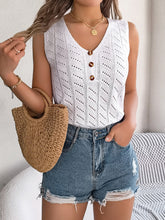 Load image into Gallery viewer, Openwork V-Neck Knit Vest