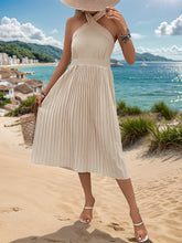 Load image into Gallery viewer, Halter Neck Pleated Midi Dress