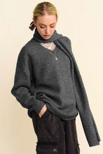 Load image into Gallery viewer, Davi &amp; Dani V-Neck Dropped Shoulder Sweater with Scarf Set