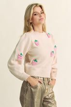 Load image into Gallery viewer, Davi &amp; Dani Crochet Strawberry Round Neck Sweater