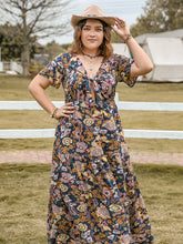 Load image into Gallery viewer, Plus Size Tied Printed Short Sleeve Midi Dress