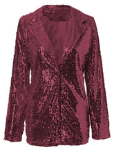 Load image into Gallery viewer, Sequin Lapel Collar Long Sleeve Blazer