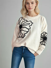 Load image into Gallery viewer, Flower Round Neck Long Sleeve Sweater