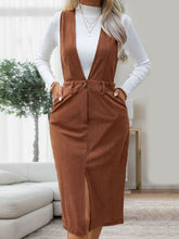 Load image into Gallery viewer, Perfee Slit Overall Dress with Pockets