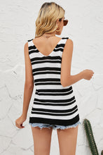 Load image into Gallery viewer, Openwork Striped Wide Strap Knit Vest