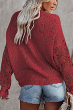 Load image into Gallery viewer, Openwork Round Neck Long Sleeve Sweater