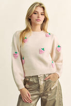 Load image into Gallery viewer, Davi &amp; Dani Crochet Strawberry Round Neck Sweater