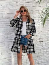 Load image into Gallery viewer, Ruffle Hem Plaid Button Down Long Sleeve Dress