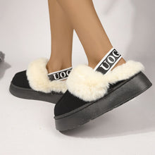 Load image into Gallery viewer, Plush Platform Slippers with Letter Strap