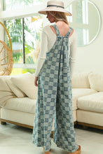 Load image into Gallery viewer, Double Take Checkered Sleeveless Wide Leg Denim Jumpsuit