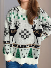 Load image into Gallery viewer, Christmas Element Round Neck Long Sleeve Sweater