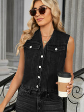 Load image into Gallery viewer, V-Neck Button Down Denim Vest