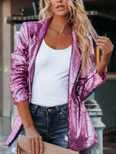 Load image into Gallery viewer, Sequin Lapel Collar Long Sleeve Blazer