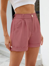 Load image into Gallery viewer, Roll Trim Half Elastic Waist Shorts