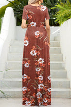 Load image into Gallery viewer, Printed Round Neck Short Sleeve Maxi Dress