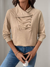 Load image into Gallery viewer, Perfee Asymmetric Mock Neck Long Sleeve Sweatshirt