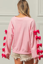 Load image into Gallery viewer, BiBi Velvet Ribbon Bows Long Sleeve Round Neck Sweatshirt