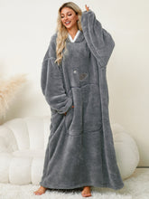 Load image into Gallery viewer, Pocketed Contrast Long Sleeve Hooded Lounge Dress