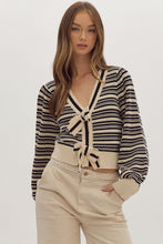 Load image into Gallery viewer, Bow Front Stripe Cardigan