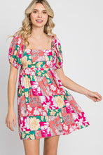 Load image into Gallery viewer, GeeGee Floral Ruff Sleeve Mini Dress