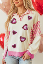 Load image into Gallery viewer, Valentine’s Day Sequin Heart Pattern Long Sleeve Sweatshirt