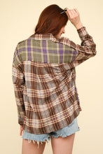 Load image into Gallery viewer, VERY J Contrast Plaid Raw Detail Shirt