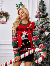 Load image into Gallery viewer, Christmas Element Round Neck Long Sleeve Sweater