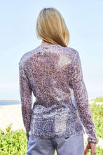 Load image into Gallery viewer, Davi &amp; Dani Sequin Mock Neck Long Sleeve Mesh Top