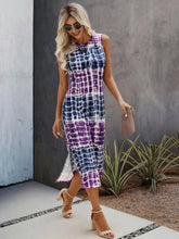 Load image into Gallery viewer, Slit Printed Round Neck Sleeveless Dress