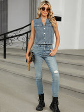 Load image into Gallery viewer, V-Neck Button Down Denim Vest