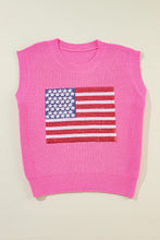 Load image into Gallery viewer, Sequin US Flag Round Neck Sweater Vest