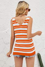 Load image into Gallery viewer, Openwork Striped Wide Strap Knit Vest