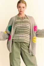 Load image into Gallery viewer, Davi &amp; Dani Fuzzy Smile Open Front Long Sleeve Cardigan