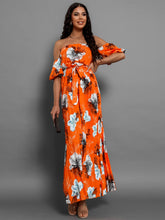 Load image into Gallery viewer, Pleated Floral Off-Shoulder Short Sleeve Midi Dress