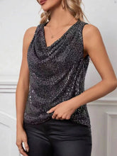 Load image into Gallery viewer, Sequin Cowl Neck Tank