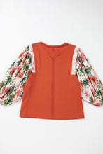 Load image into Gallery viewer, Printed Round Neck Balloon Sleeve Blouse